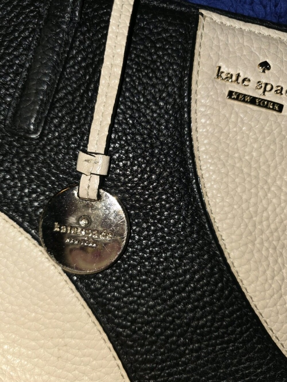 kate spade Two-Tone Black and Cream Leather Tote - Picture 10 of 10